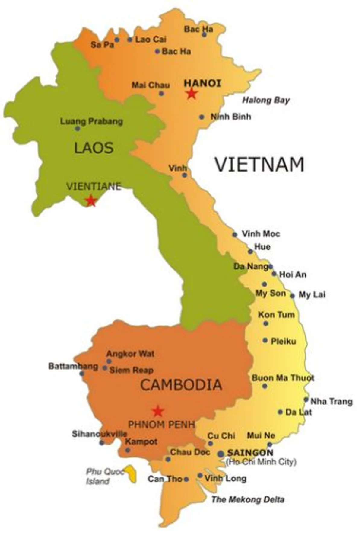 Vietnam and Cambodia map